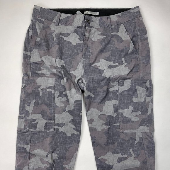 Prana Camouflage Sky Canyon Jogger Women 14 NWOT Pocket Stretch Zip Closure Gray - Picture 3 of 16